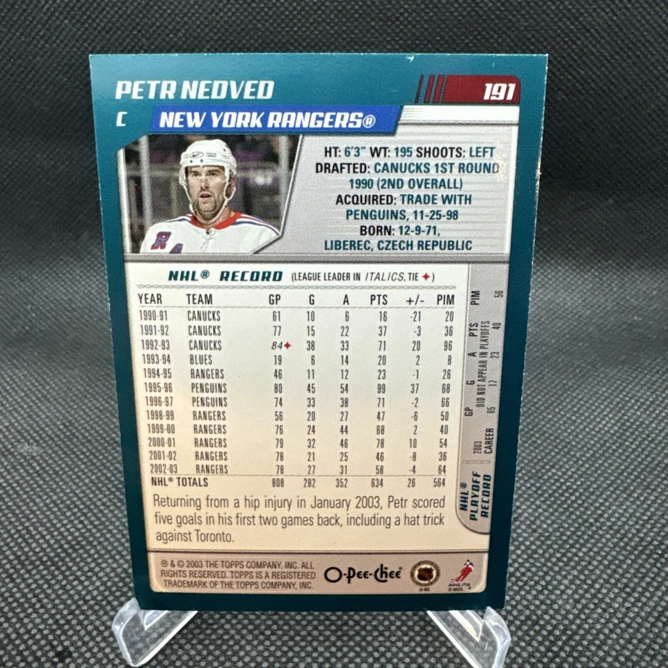 Petr Nedved 2003-04 O-Pee-Chee Hockey Rojo Paralelo #1 Serie #d 100/100 Raro Foto 2 de 3