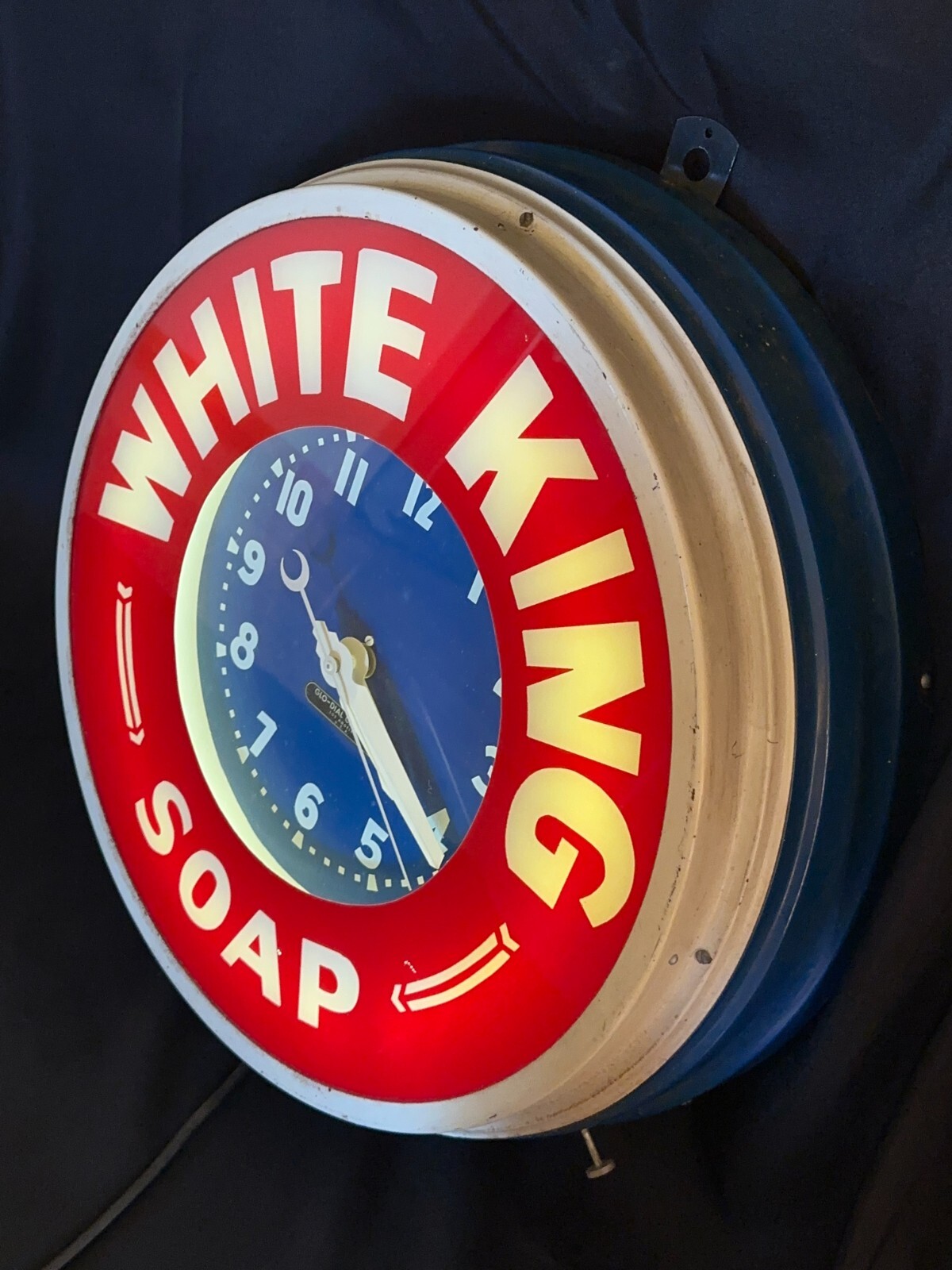 Vintage 1940's GloDial Clock Co. White King Soap Neon Advertising