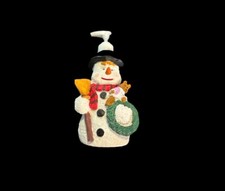 Christmas Snowman Ceramic Soap Lotion Dispenser Pump - 8" Tall