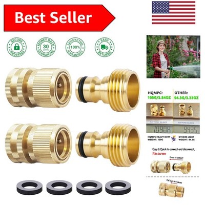 Easy Connect Brass Garden Hose Fittings | 3/4 Inch Quick Connector Set Included