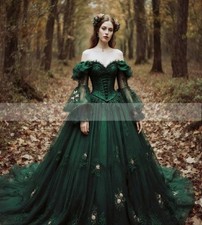 Forest Medieval Wedding Dress Off Shoulders Appliques Renaissance Victorian