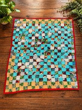 Primitive Handmade Patchwork Quilt 50 x 42 Rustic Folk Art Cottage Decor