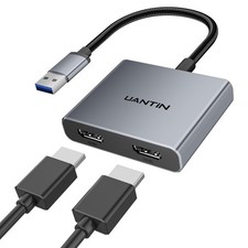 UANTIN USB-A to Dual HDMI Adapter, Extended Display for 5.98INC, Gray