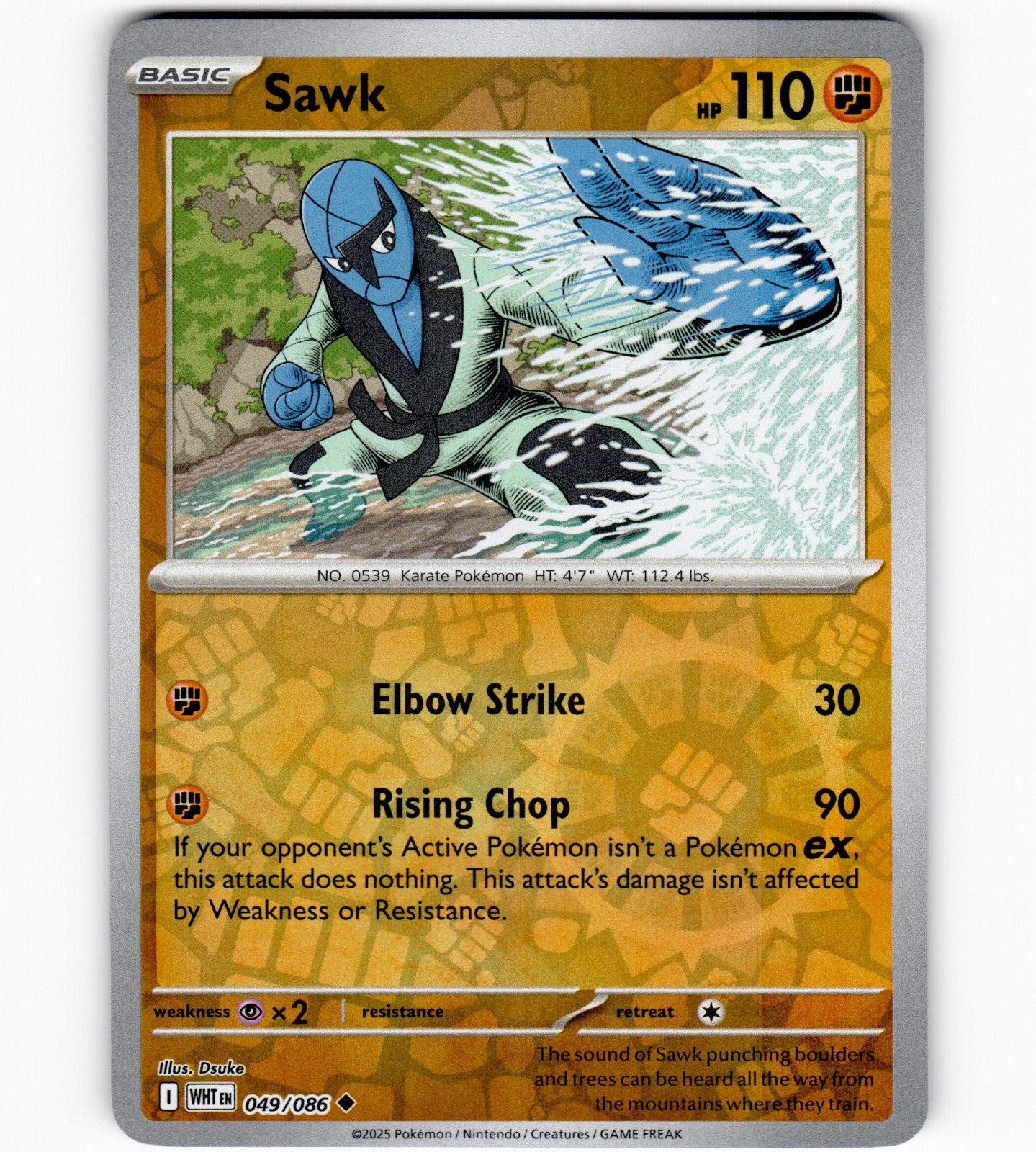 Sawk 049/086 SV: White Flare Reverse Holo Uncommon Pokemon