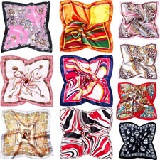10 PCS Mixed Set Scarf 20 inch x 20 inch,Fashion Square Satin Neck Scarf Head sc