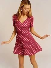 Reformation Hal Red Polka Dot Mini Dress