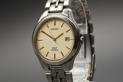 [Near MINT] Seiko Spirit Titanium 5E32-0020 Qz 34mm Mens Watch Vintage JAPAN