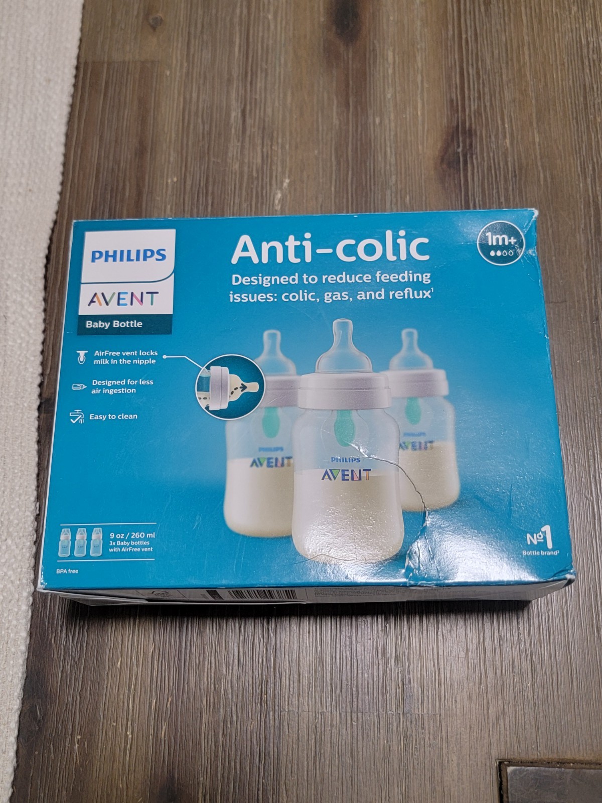 Anti-colic Vent 1m+ Nipple 9oz Pack Of 3 New