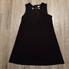 Calvin Klein Black A-line Dress Gold Toggle Accent Sleeveless Size 10