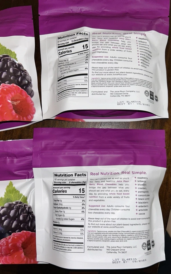 6 bags of Juice Plus+ BERRY BLEND + - Blended Fruit & Veg Juice Chewables (120) - Image 3 of 3