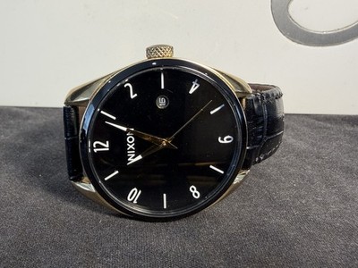 Nixon The Bullet Leather  Watch Black/Gold