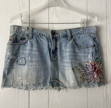 VTG Y2K Abercrombie Fitch Mini/Micro Denim Skirt Distress Low Rise Size 8 Jean