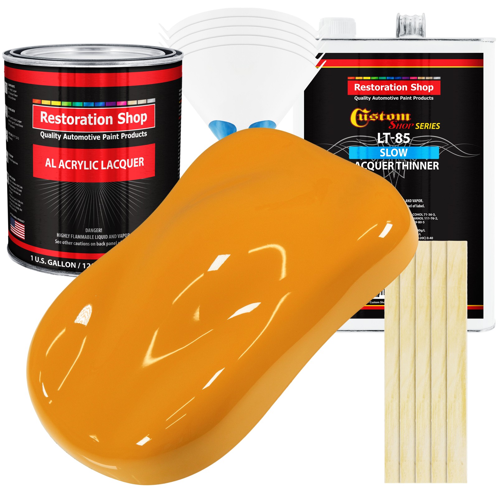School Bus Yellow Acrylic Lacquer Gallon Auto Paint Kit, Slow Thinner