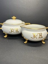 Antique Jean Pouyat Limoges France Porcelain Hand Painted Creamer & Sugar Bowl