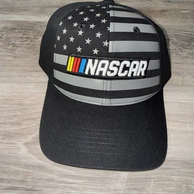 Nascar Hat Cap Black Gray NWT American Flag Yellow Red Blue White OSFA Strapback