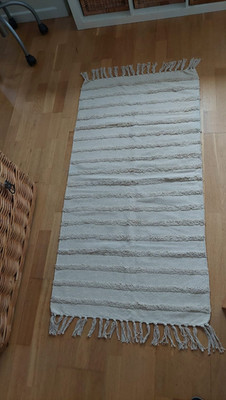 70 x 140 cm Teppich aus Baumwolle Läufer  Boho Design Dekoration Natur NEU