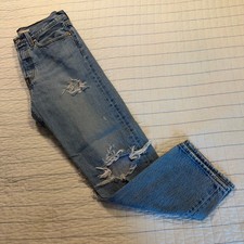 Levis Wedgie Straight Distressed Jeans Light Wash Blue 34964-0013 Size 27x26