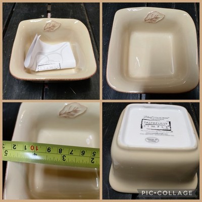 NIB Tastefully Simple Host Collection Square Stoneware Dip Bowl 4.75'' Leaf