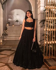 New Presenting Georgette Black Color Lehenga Choli With Dupatta For Wedding Wear
