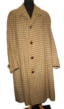 RARE VINTAGE DUNN & CO HARRIS TWEED OVERCOAT 48'' REG BEIGE / GREEN 1940’S