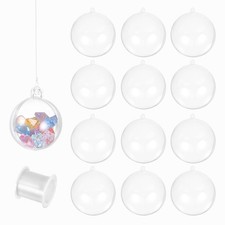 5.5" Dia. Clear Plastic Acrylic Fillable Ornament Ball with Hanging Wire 12pcs