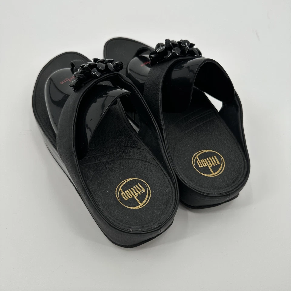 Босоножки FitFlop Blossom женские размер 10 на платформе стринги цветок бисер 574-001 - Изображение 4 из 4