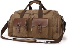 Vintage 35L Canvas Duffle Bag for Men  Women - Coffee Brown Color