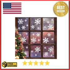 135Pcs Christmas Window Clings Snowflakes Window Decals Static Window Stickers