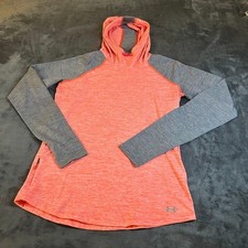 Under Armour HeatGear Fitted Running Hoodie Top Long Sleeve Coral Womens Small