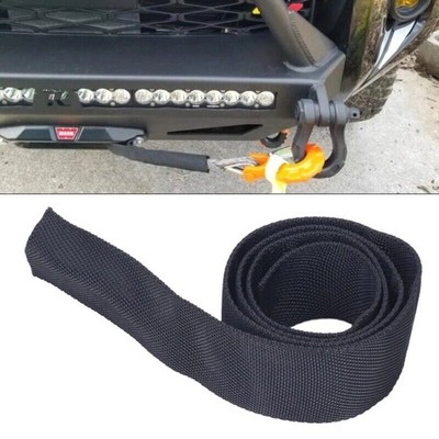 Nylon Winch Rope Protector Sleeve Black 5cm x 1m for Winching Off-Road