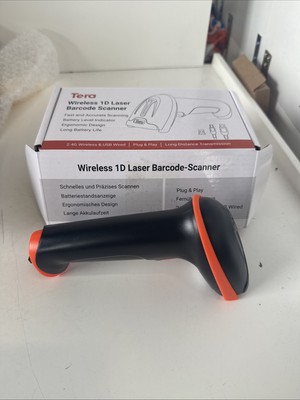 Tera Barcode Scanner CCD USB kabelgebunden 1D Hand Barcodeleser schwarz und orange
