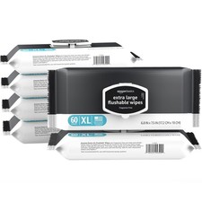Extra Large Flushable Wipes, 360 wipes 6 packs of 60, Adult Wet Wipes and