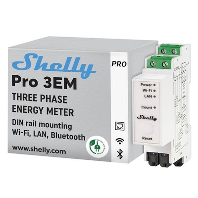Shelly Pro 3EM 120A 3-Phasen Energiezähler LAN WLAN Bluetooth 0% MwSt.