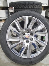 22 New Cadillac Escalade Original Gm Chrome Cladsilver 4 Wheels And Tires Cv39
