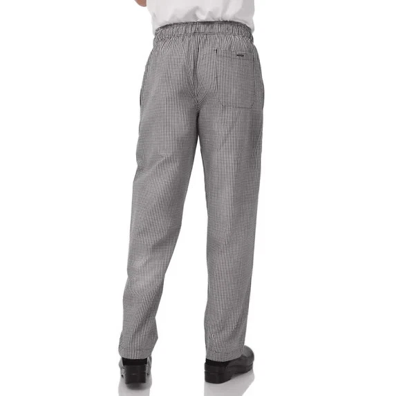 Chef Works Essential Baggy Pants, Black/White Check, Elastic/Drawstring, Small - Image 2 of 4