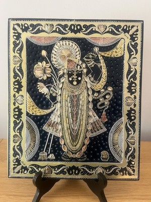 Vintage gemischt Metall Silber Kupfer Messing Lord Shrinath (shreenathji) Bild Hind