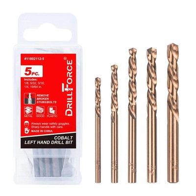 5PCS M35 Cobalt Left Hand Drill Bits Set for Removing Broken Stubs, Bolts and...