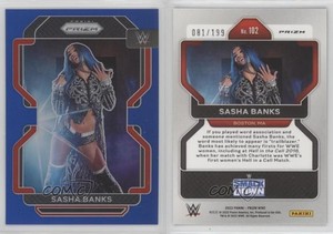 2022 Panini Prizm WWE Blue Prizm /199 Sasha Banks #102