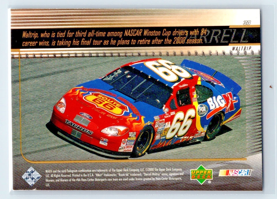 2000 Upper Deck Racing #30 Darrell Waltrip HOF - Image 2 of 2