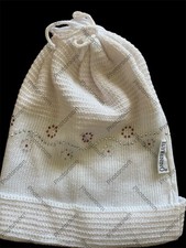 Il Trenino Italy NWOT White/Pink 100 Cotton Knit Rhinestone Beanie Hat-3-9Mos