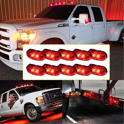 10 pcs 2.5'' RED LED Car Truck Trailer RV Oval Clearance Side Marker Lights US EV