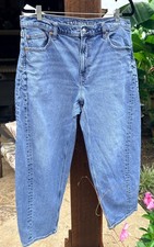 American Eagle Jeans Barrel Sz 14 Reg. Med Wash Denim Cotton Blend Trending Boho