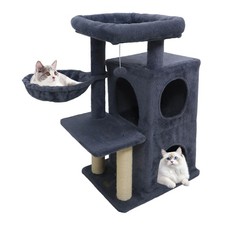 33.5  Cat Tree with 2-Tier Condo, Padded Plush Top Perch, Sisal Scratching Posts