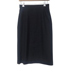 Vintage Black Pencil Skirt Tailored Midi High Waist Office Career Size XS W26"