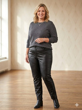 Damen-Hose Kunst-Lederhose Gr. 58 schwarz 8XL NEU