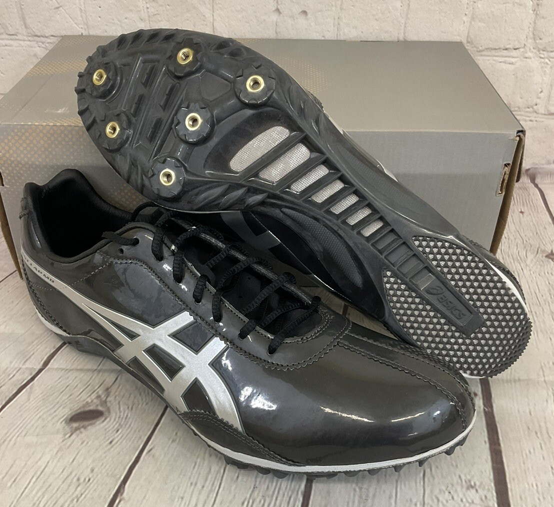Asics Men's Fast Lap MD Spiked Sprint Cleats Black Silver 11 UPC