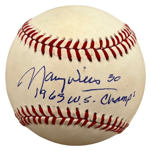 Maury Wills Signed National League Baseball NLB w/ "1963 W.S. Champs" JSA - Picture 3 of 3