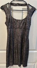 GUESS Metallic Snake Print Black & Gold Print Party /Holiday Dress Sz 4