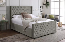CLEARANCE 5FT BAHRAIN OTTOMAN STORAGE PLUSH VELVET UPHOLSTERED BED FRAME