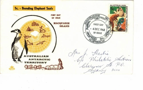 Australia Antarctic Territory 1968 5c on ROYAL FDC,cds MACQUARIE ISLAND